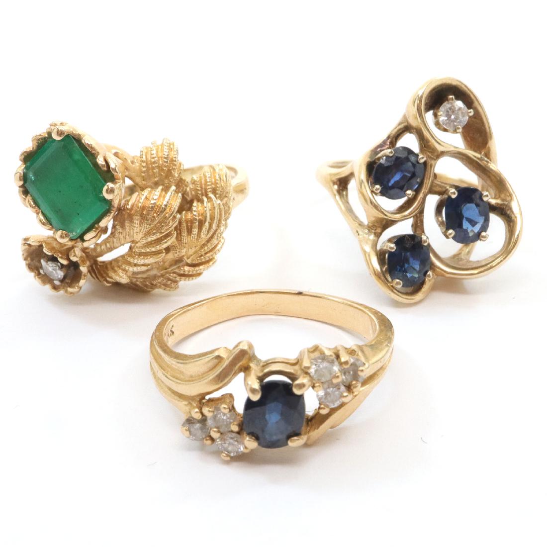 3 14 Kt Gold Rings with Gemstones (1 of 1)