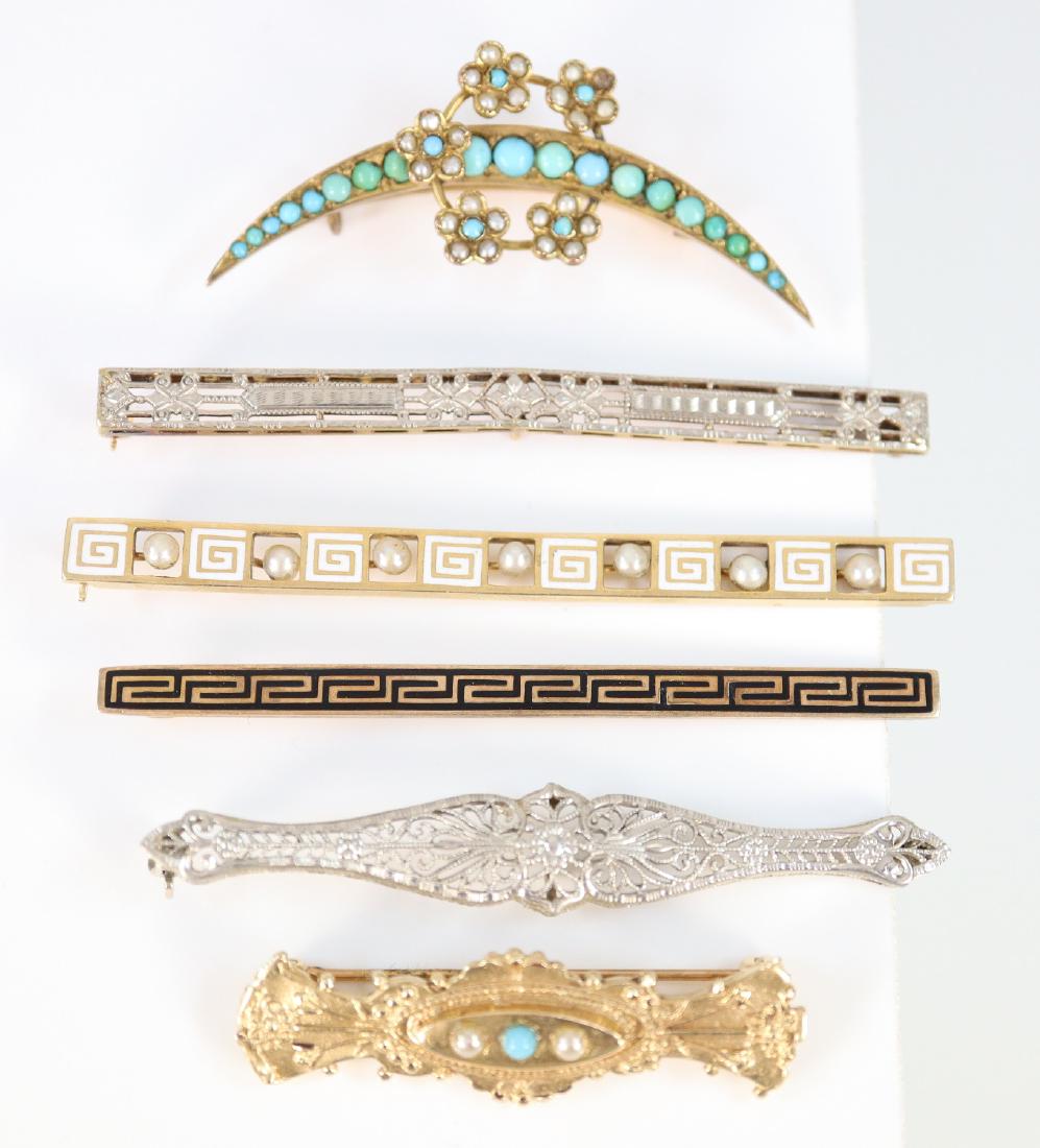6 19th & 20th c. Pins & Brooches (1 of 2)