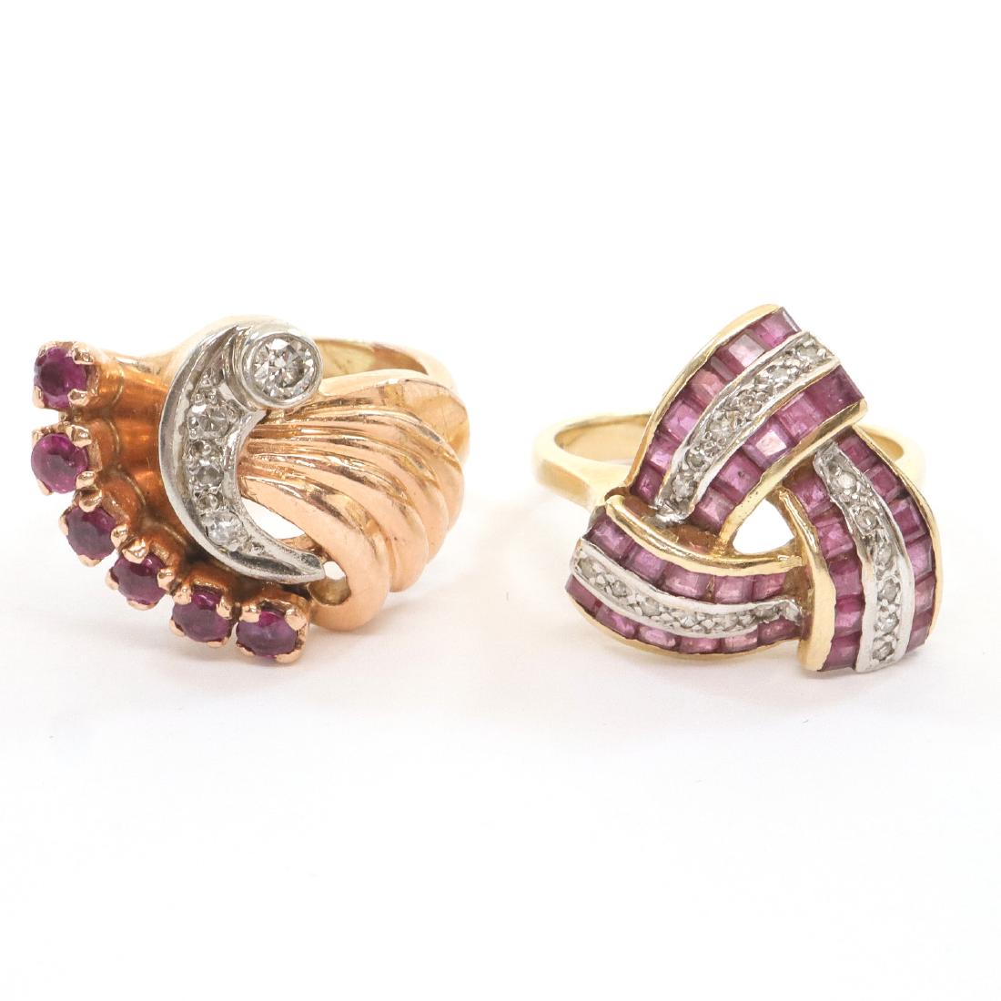 2 14 kt Gold Rings with Diamonds & Rubies (1 of 1)