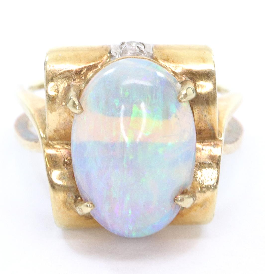 Opal, Diamond, & 14 kt Gold Ring (1 of 2)