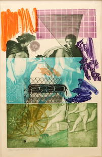 Robert Rauschenberg Bellini #5: Robert Rauschenberg, American, 1925-2008. Intaglio etching in color on paper, entitled "Bellini #5", 7/50, 1989; published by Ulae. Signed, numbered, and dated in pencil at the lower left, also with p