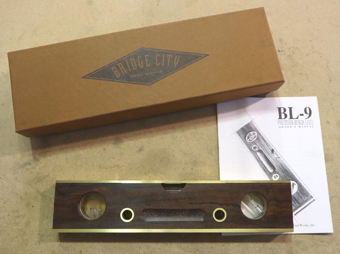 Bridge City Bench Level: A Bridge City Tool BL-9 bench level. Includes paperwork and original box. Only slight wear. ESTIMATE $100-200