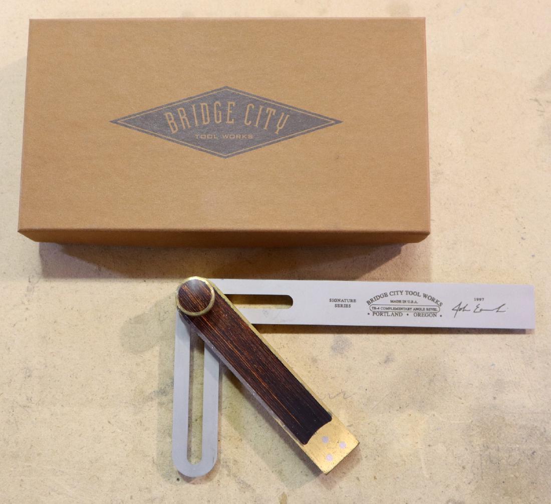 Bridge City Bevel Gauge: A Bridge City Tool Works TB-4 complementary bevel gauge. Includes paperwork and original box. Only slight wear. ESTIMATE $50-100