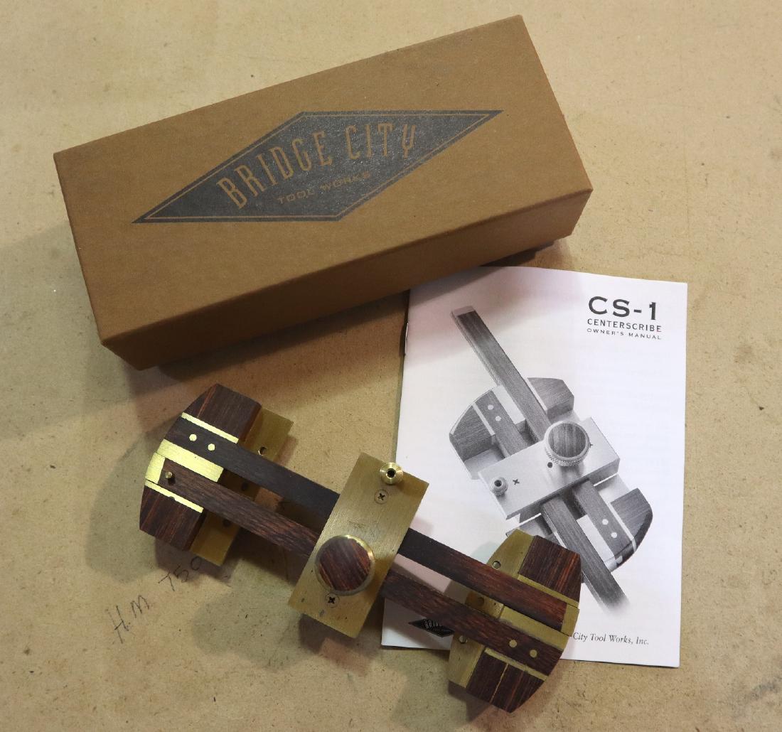 Bridge City Centering Scribe: A Bridge City Tool Works CS-1 centering scribe. Includes paperwork and original box. Only slight wear. ESTIMATE $50-100