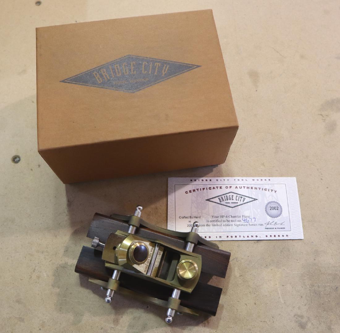 Bridge City Mini Chamfer Plane: A Bridge City Tool Works HP-4 mini chamfer plane. Includes paperwork and original box. Only slight wear. ESTIMATE $100-200