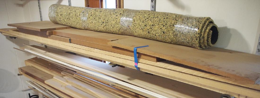 Shelf lot Cabinet wood: Approximately twelve pieces of cabinet wood. Includes Mahogany, Maple etc. various widths and thicknesses up to 12' long, some shorts. As found condition. ESTIMATE $40-60