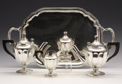 .800 Silver Coffee & Tea Set, 5 pcs (1 of 2)