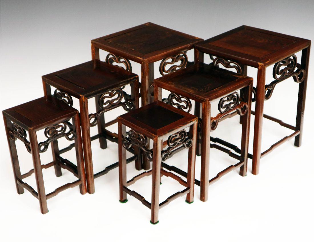 6 Chinese Hardwood Display Tables (1 of 1)