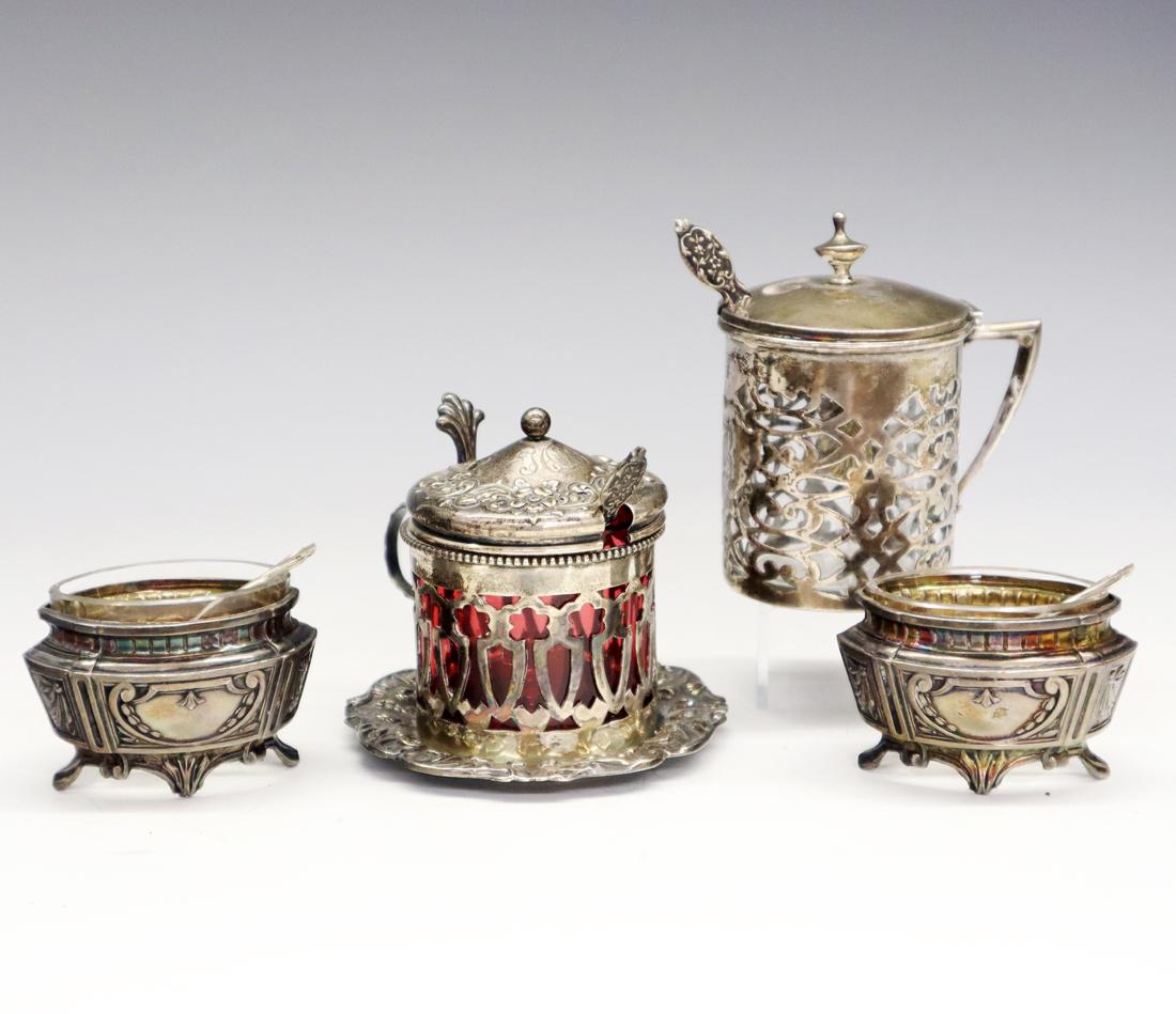 2 French Salt Cellars & 2 Mustard Pots (1 of 2)