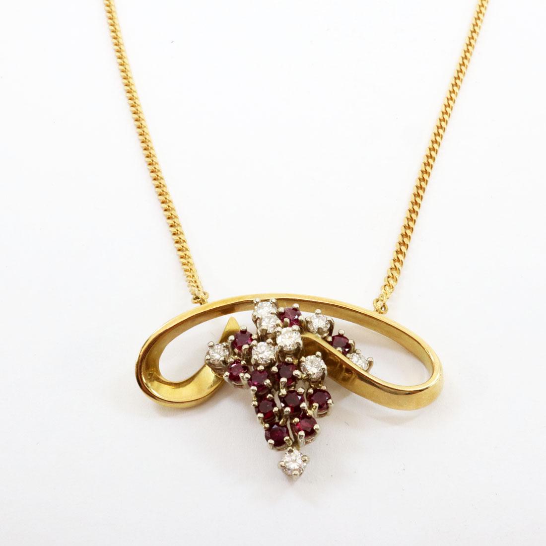 18 kt Gold, Diamond, & Ruby Necklace (1 of 2)