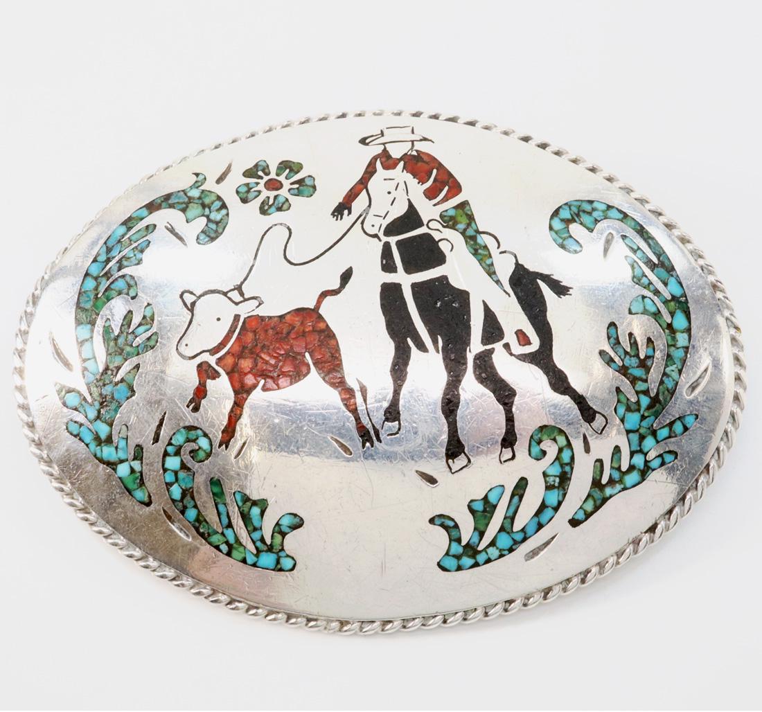 Zuni Inlaid Belt Buckle (1 of 3)