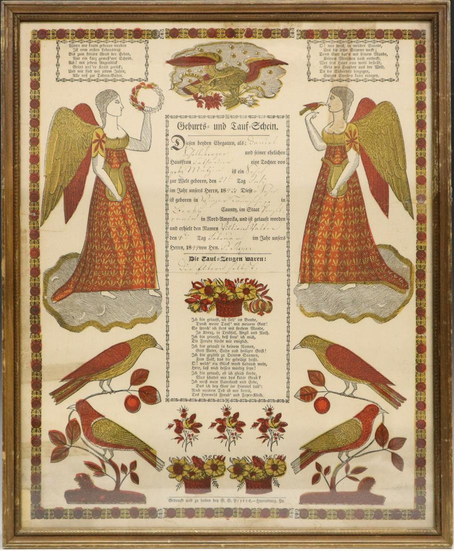 19th C. Pennsylvania Dutch Fraktur - Dec 13, 2019 | Schmidt's Antiques