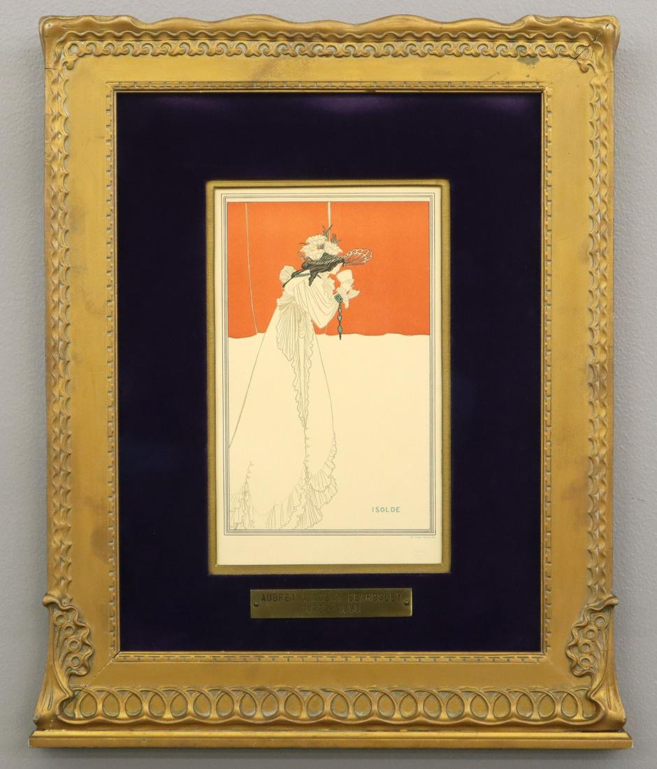 A. V. Beardsley "Isolde": Aubrey Vincent Beardsley, British 1872-1898. A late 19th century chromolithograph in colors entitled "Isolde". Published by W. Griggs, 1899. Minor toning, not examined out of frame, small losses to 