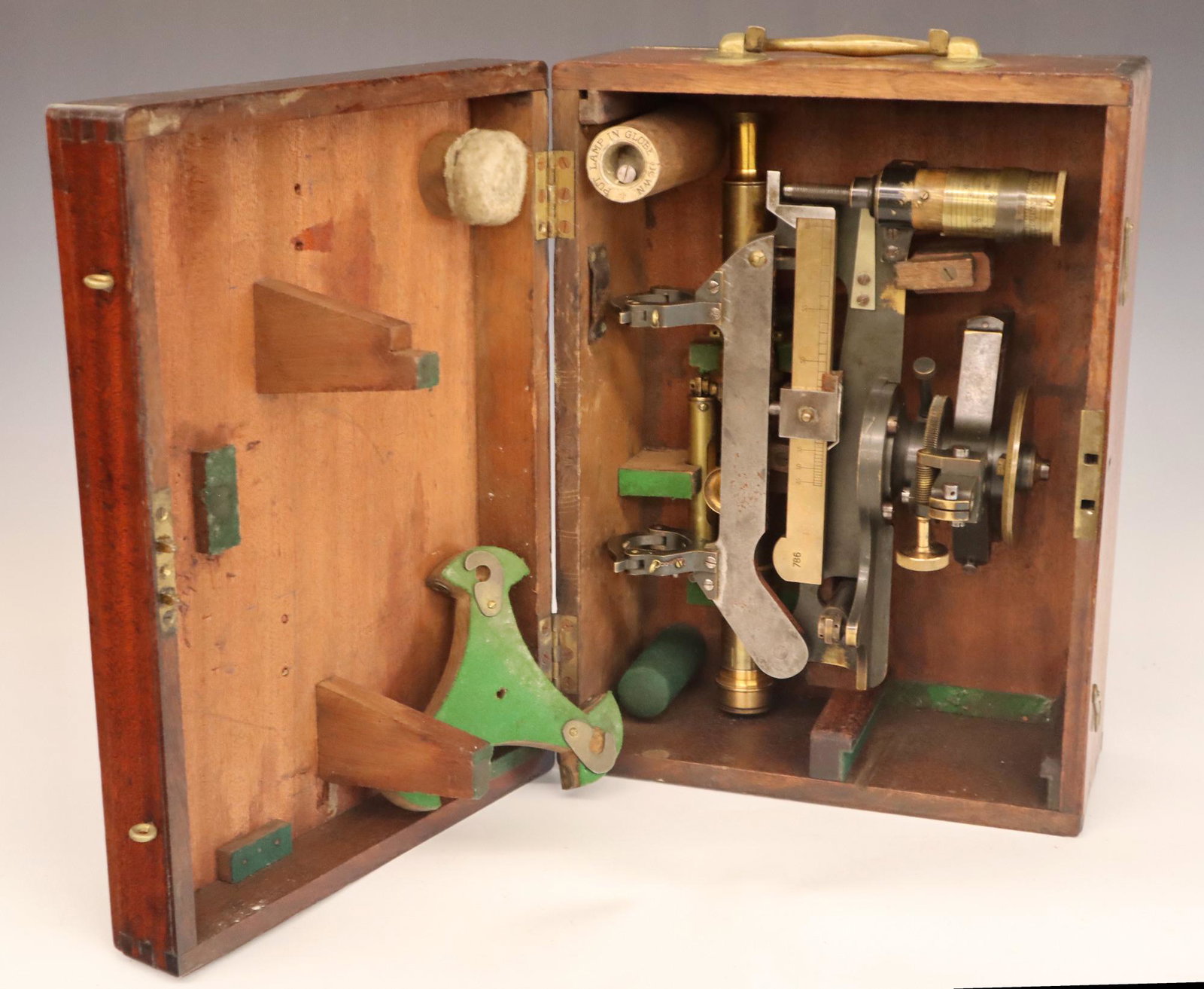Watkin Depression Range Finder: A late 19th/20th century Watkin Depression Range Finder in a fitted Mahogany box. Made by "T. Cook & Sons" model 786. Brass construction with patinated detail. Some wear to the instrument, much wear t