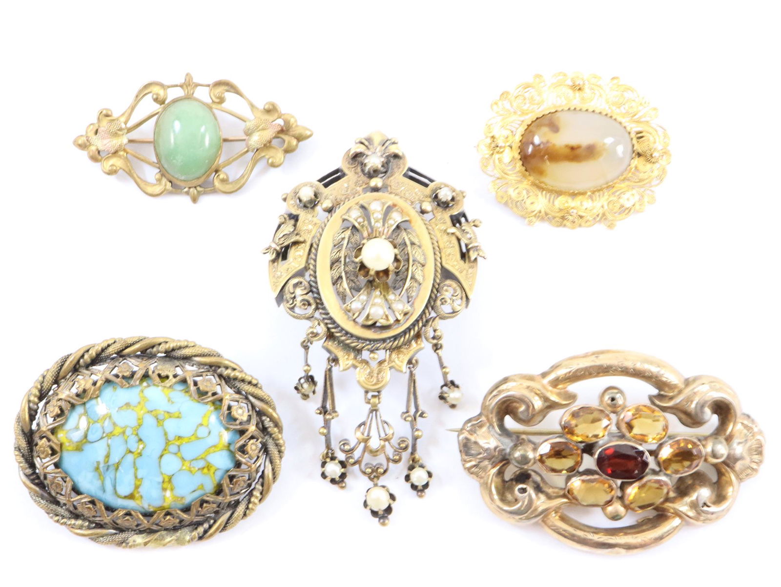 5 Victorian GF Brooches May 23, 2020 Schmidt's Antiques Inc. Since