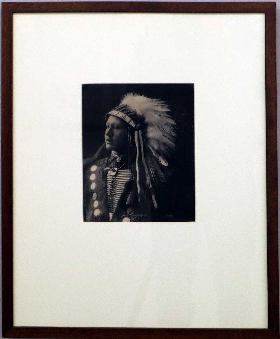 Frank A. Rinehart Platinum Print: Frank A. Rinehart, American, 1861-1928. Platinum print entitled "John Hollow Horn Bear-Sioux" from a negative made at the Trans Mississippi Exposition, Omaha. Copyright 1898. Upper margin has been tri