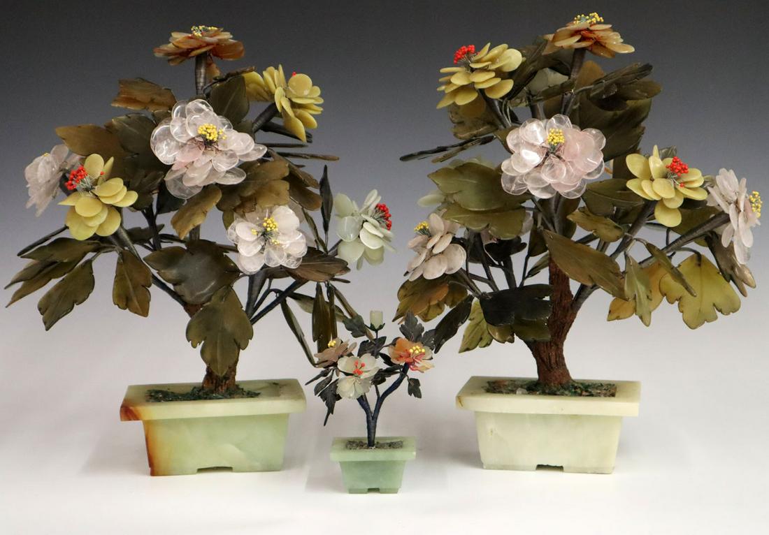 3 Chinese Carved Stone Trees (1 of 3)