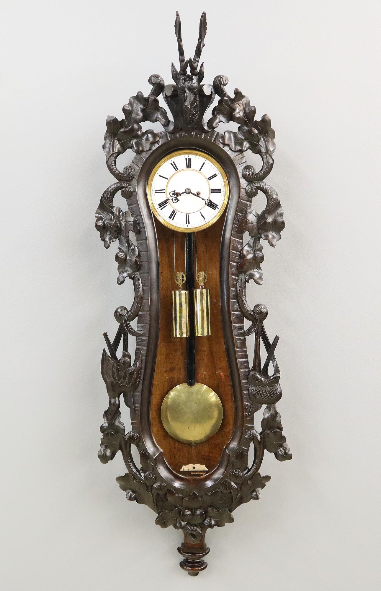 Carved 2 wt Black Forest Wall Clock (1 of 5)
