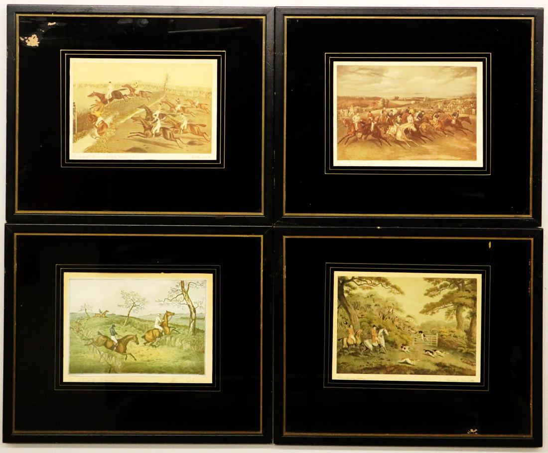 4 Sporting Prints: Four 19th Century Sporting Prints. After various English artists including, F.C. Turner, Charles Hunt, Samuel Hewitt, and Henry Alken; all in period frames with gold and black eglomise borders. Some p