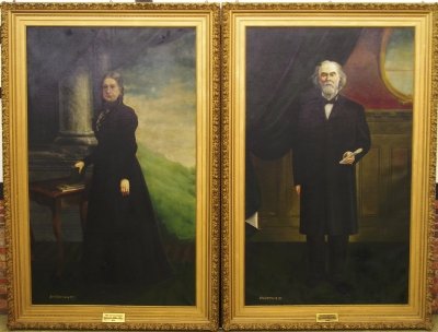 Pr Dodge Portraits o/c: Erik Osterberg, early 20th century, American. A pair of large full length oil on canvas portraits of Mr & Mrs Thomas H. Dodge. Images 51 1/2 X 86 1/2, framed each 66 x 101" high.