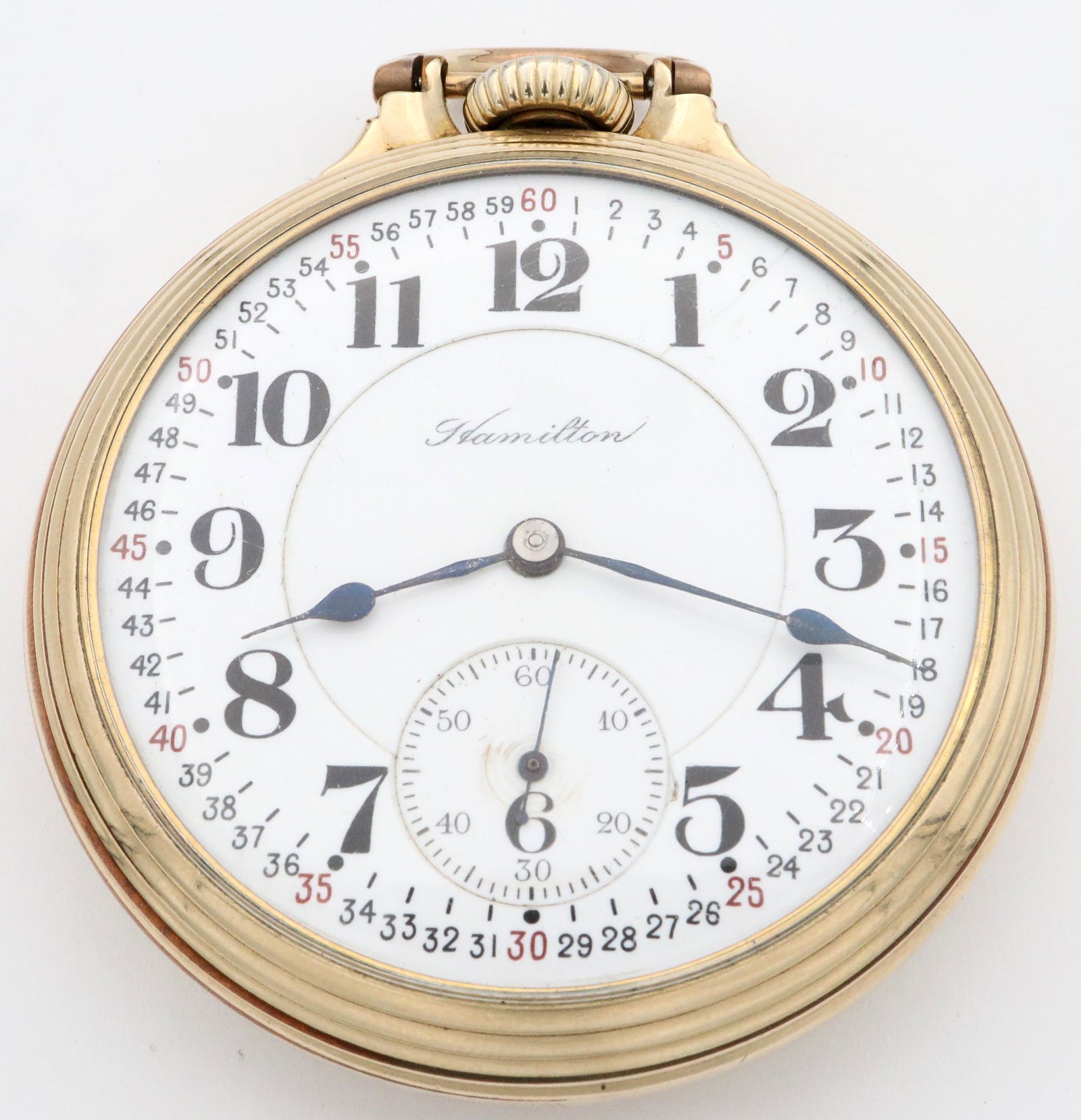 Hamilton 992 21 j Railroad Watch: A Hamilton "992" Railroad watch. 16 size, 21 j, Adjusted Temp & 5 pos, DR, DMK, GJS, SW, LS, BOC, OF, Wadsworth GF, DS "Montgomery" porcelain dial w/Arabic numerals marked "Hamilton". Serial #1089125.