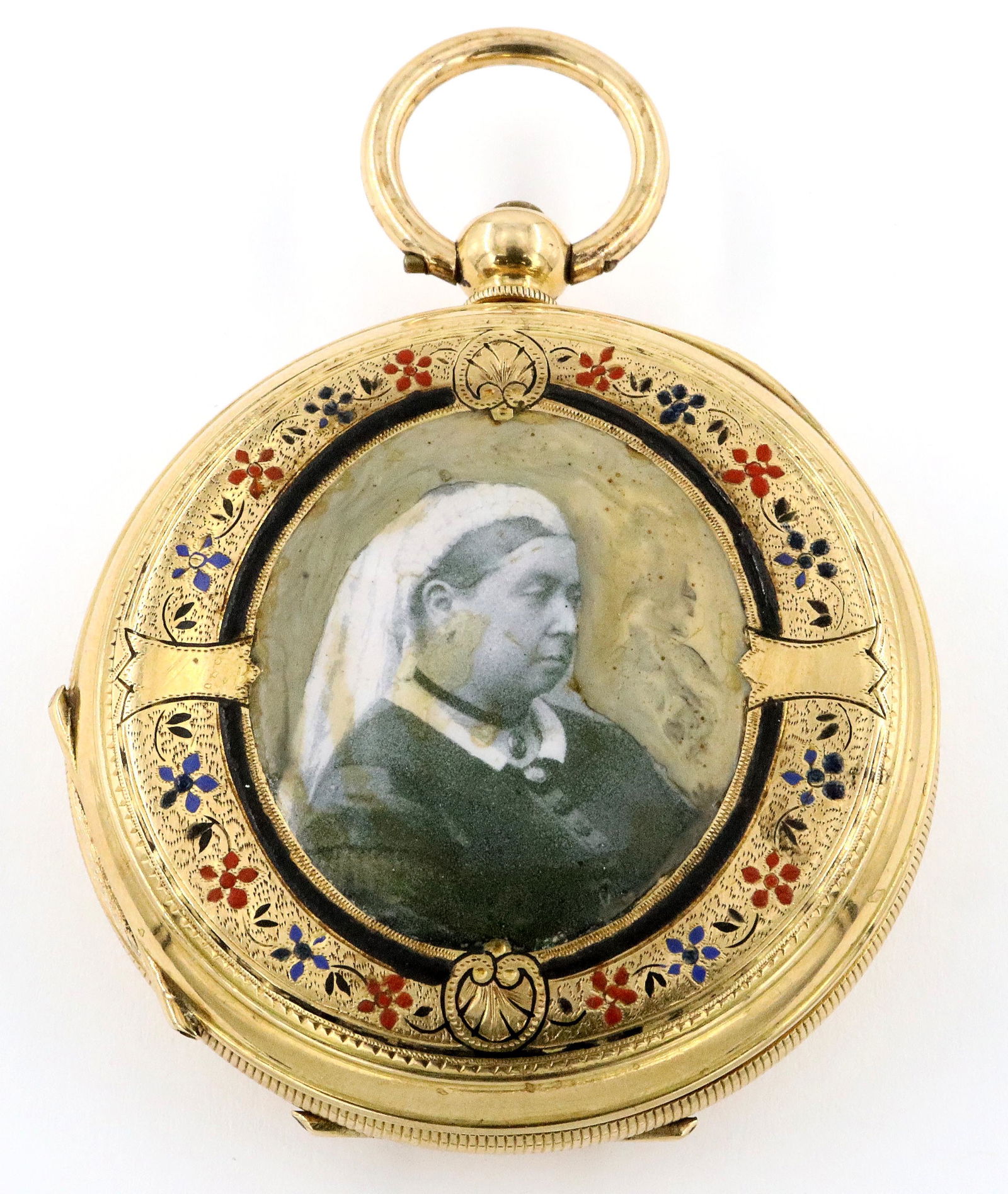 T M Mirza 18k Gold Pocket Watch with Enameled Portraits (1 of 6)
