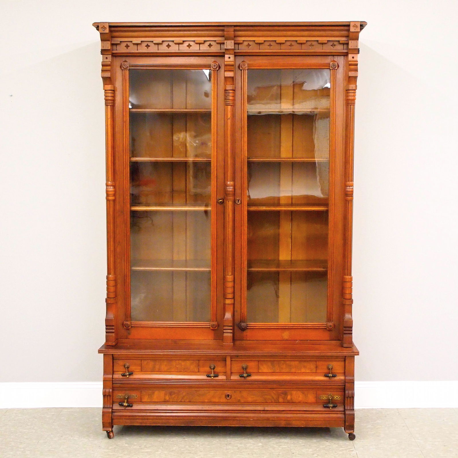Victorian Walnut Bookcase (1 of 2)