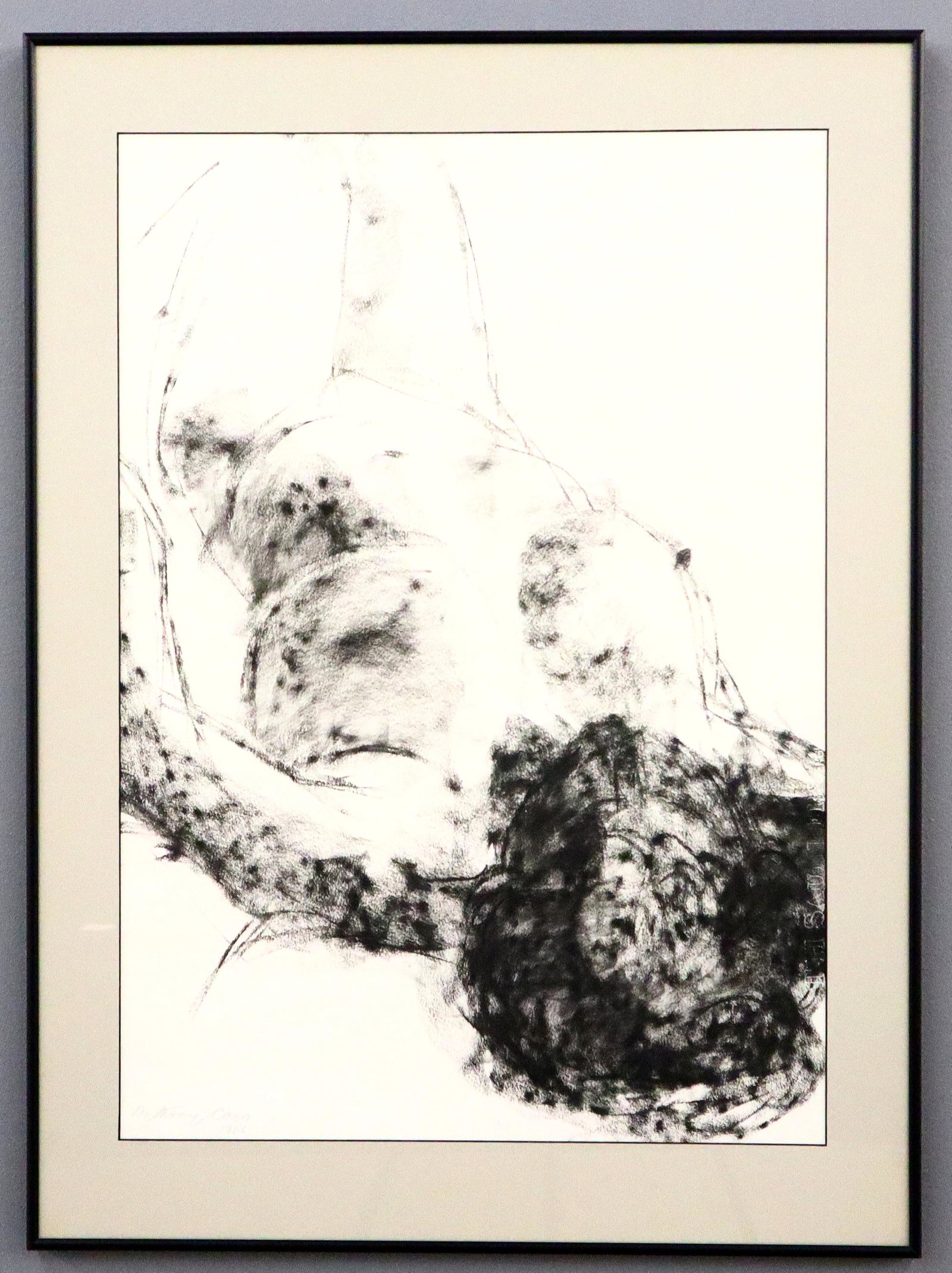 A. Caro Charcoal on Paper: Anthony Caro, British, 1924-2013. A 20th century charcoal on paper depicting a reclining female nude. Signed "Anthony Caro", dated "1985" in pencil lower left, paper watermarked "TH Saunders" lower ri