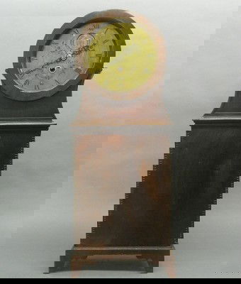 Scottish Dwarf tall clock: An unusual early 19th century Scottish Dwarf tall clock by J. Clark, Perth. 8-day time only fusee movement with original gut and engraved Brass dial with "Green-man" mask, signed "J. Clark-Perth". Fla