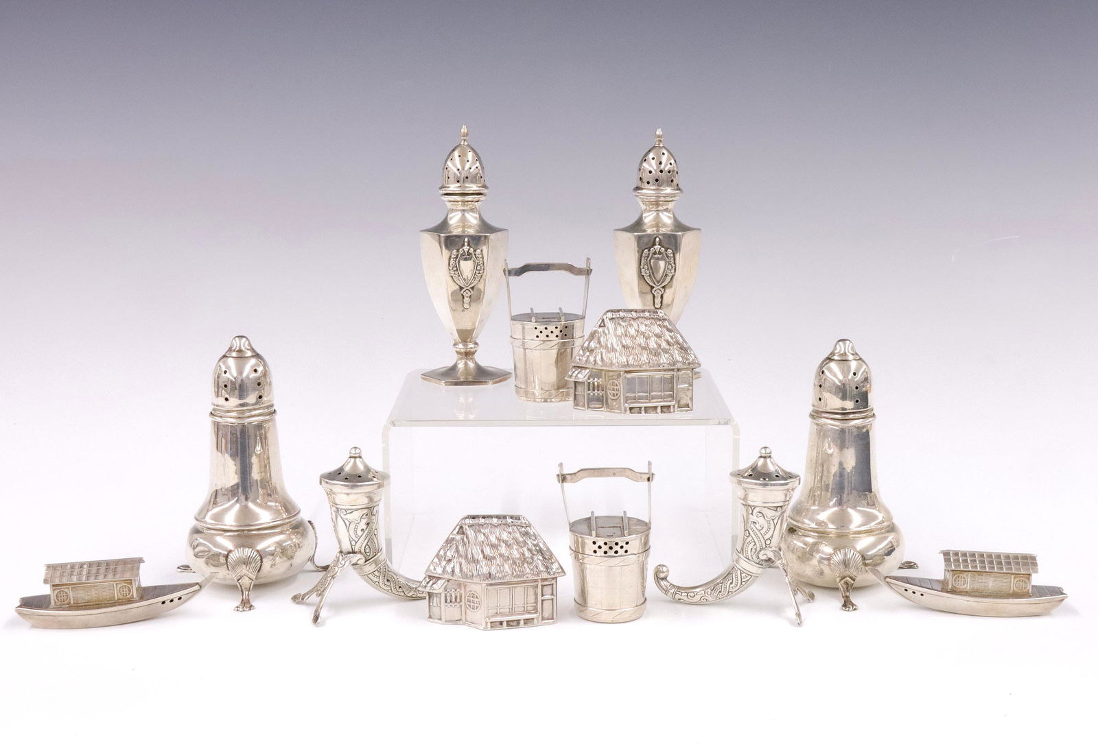 7 pr Sterling Salt & Pepper Shakers (1 of 1)