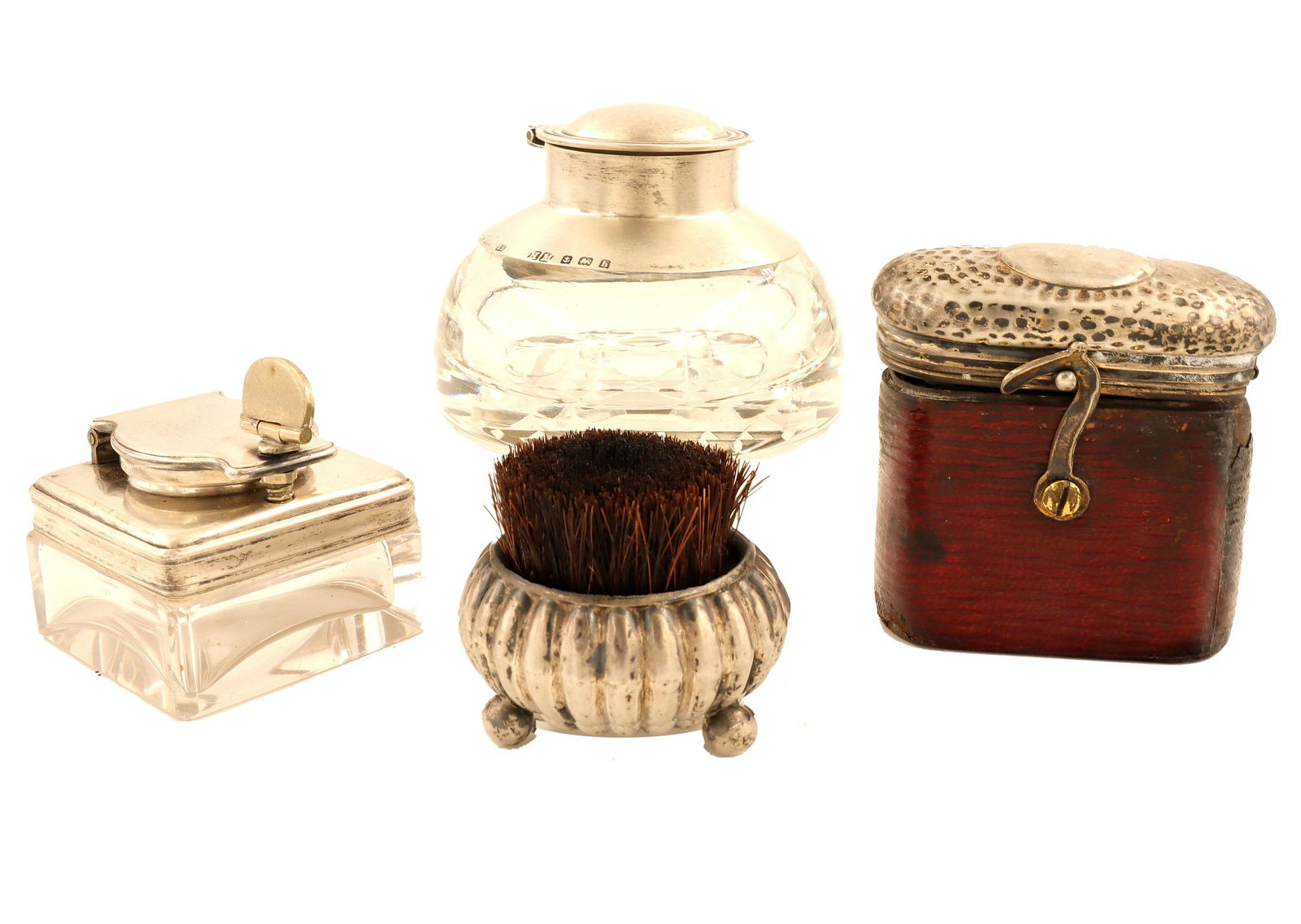 4 Sterling Silver Inkwells & Nib Brush (1 of 1)
