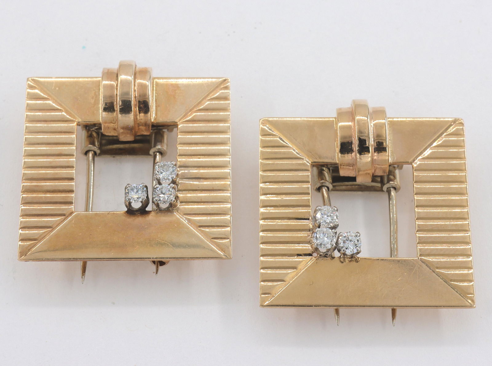 Pair of 14kt Gold & Diamond Pins (1 of 1)
