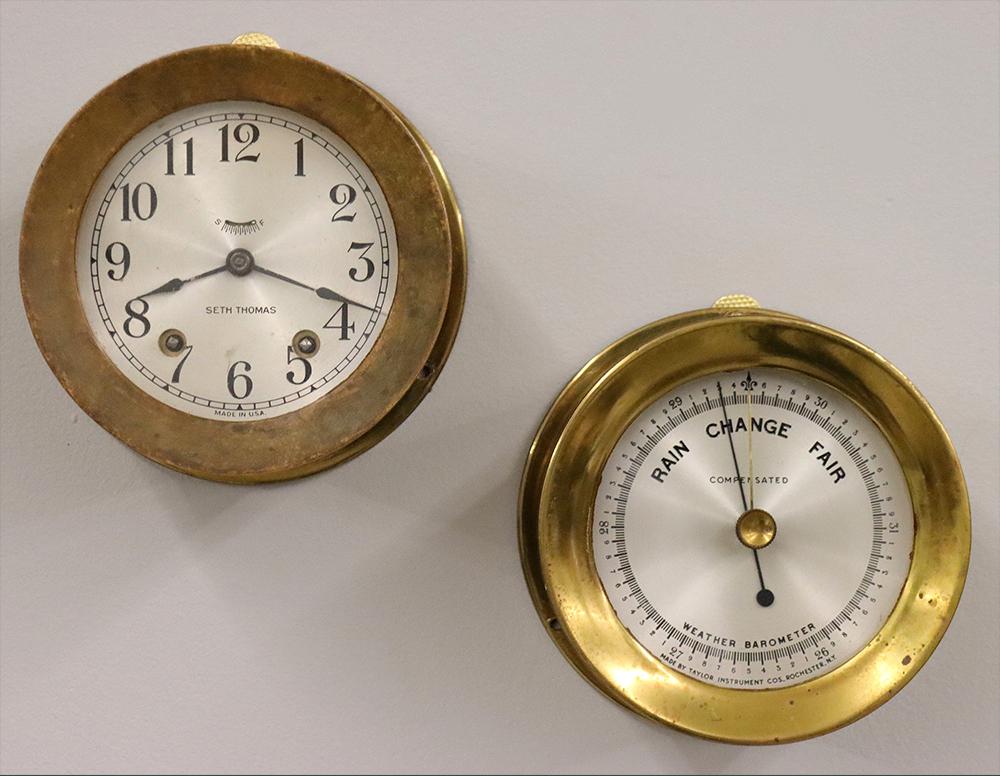 Brass Ship's Clock & Barometer (1 of 3)
