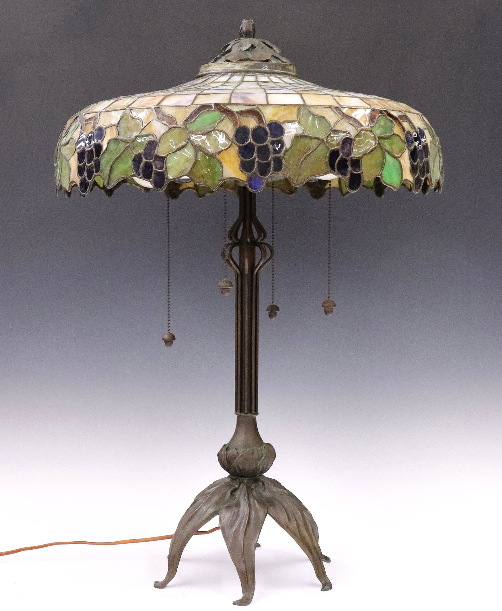 Leaded Glass Table Lamp, Bauer & Coble Base (1 of 8)