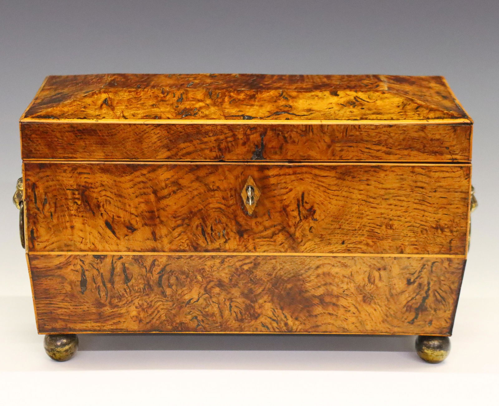 British Burl Wood Tea Caddy (1 of 3)