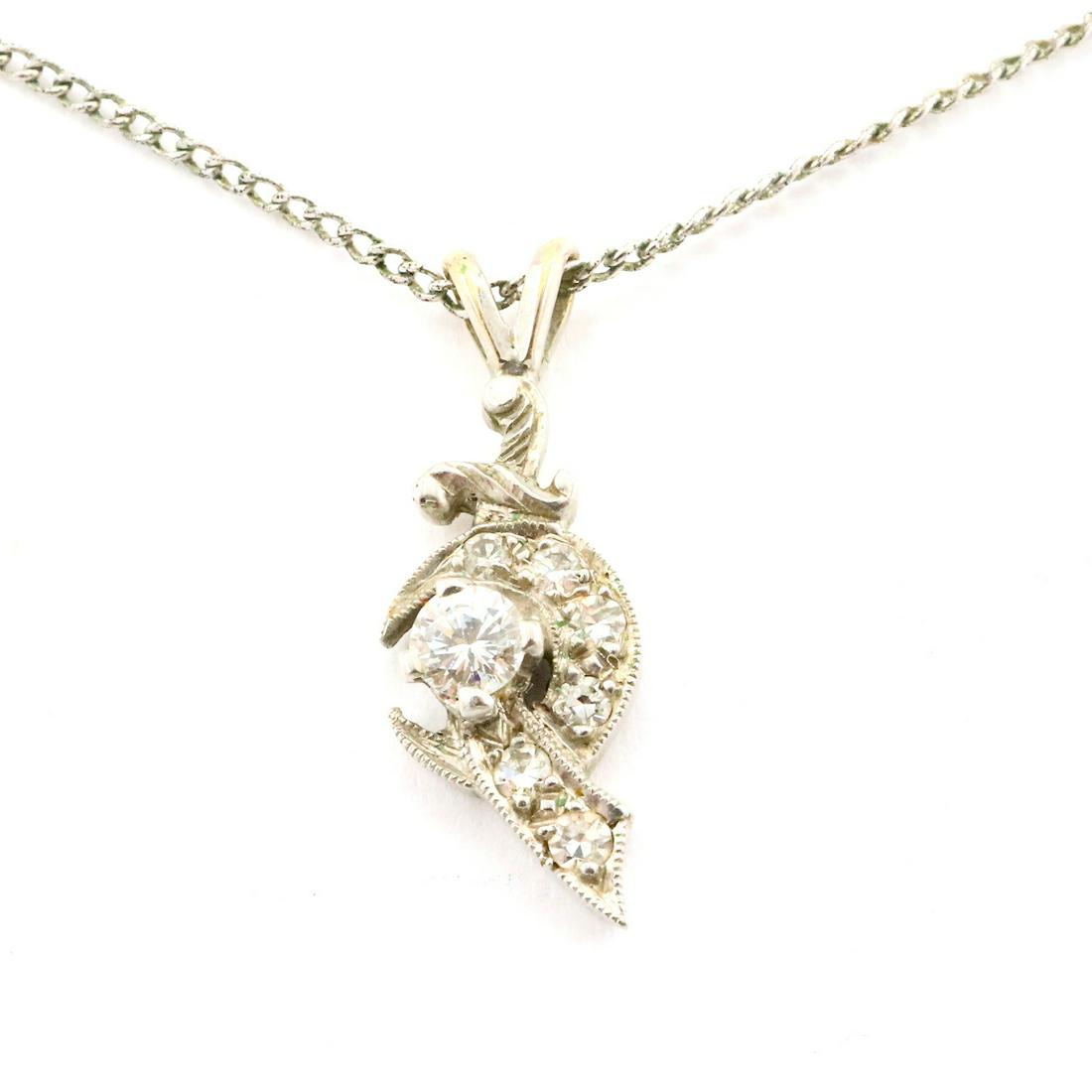 Platinum & Diamond Pendant Necklace (1 of 3)