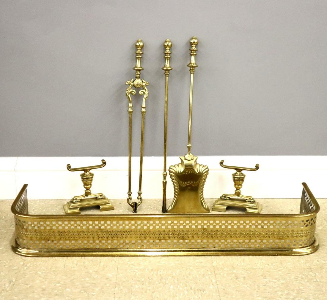British Brass Fireplace Set (1 of 1)