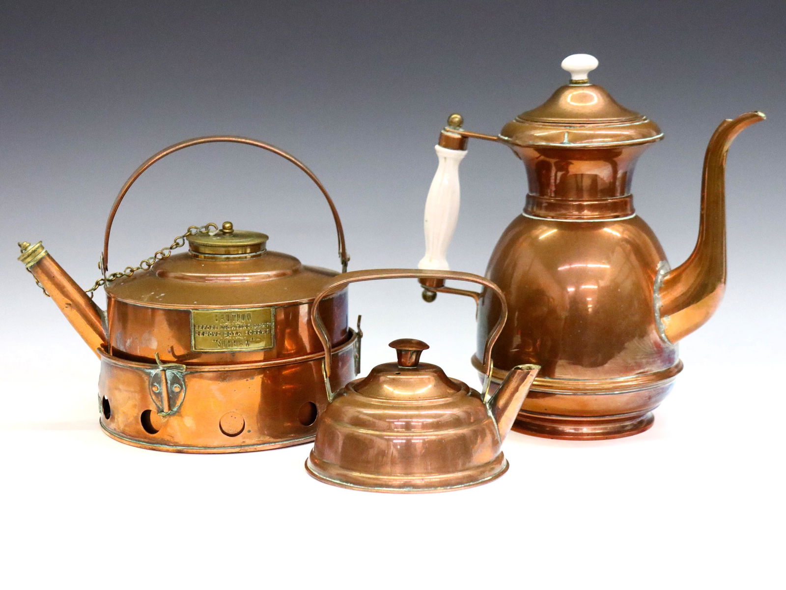 2 Copper Teapots & Coffee Pot (1 of 3)