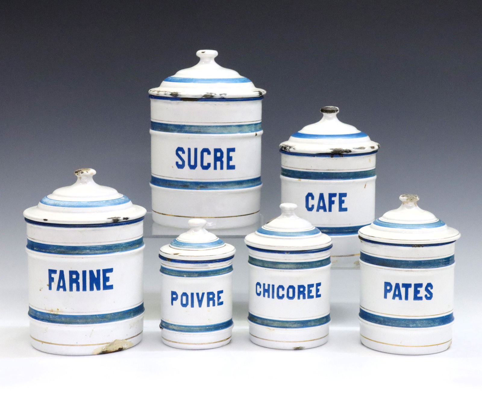French Enameled Kitchen Canisters (1 of 2)