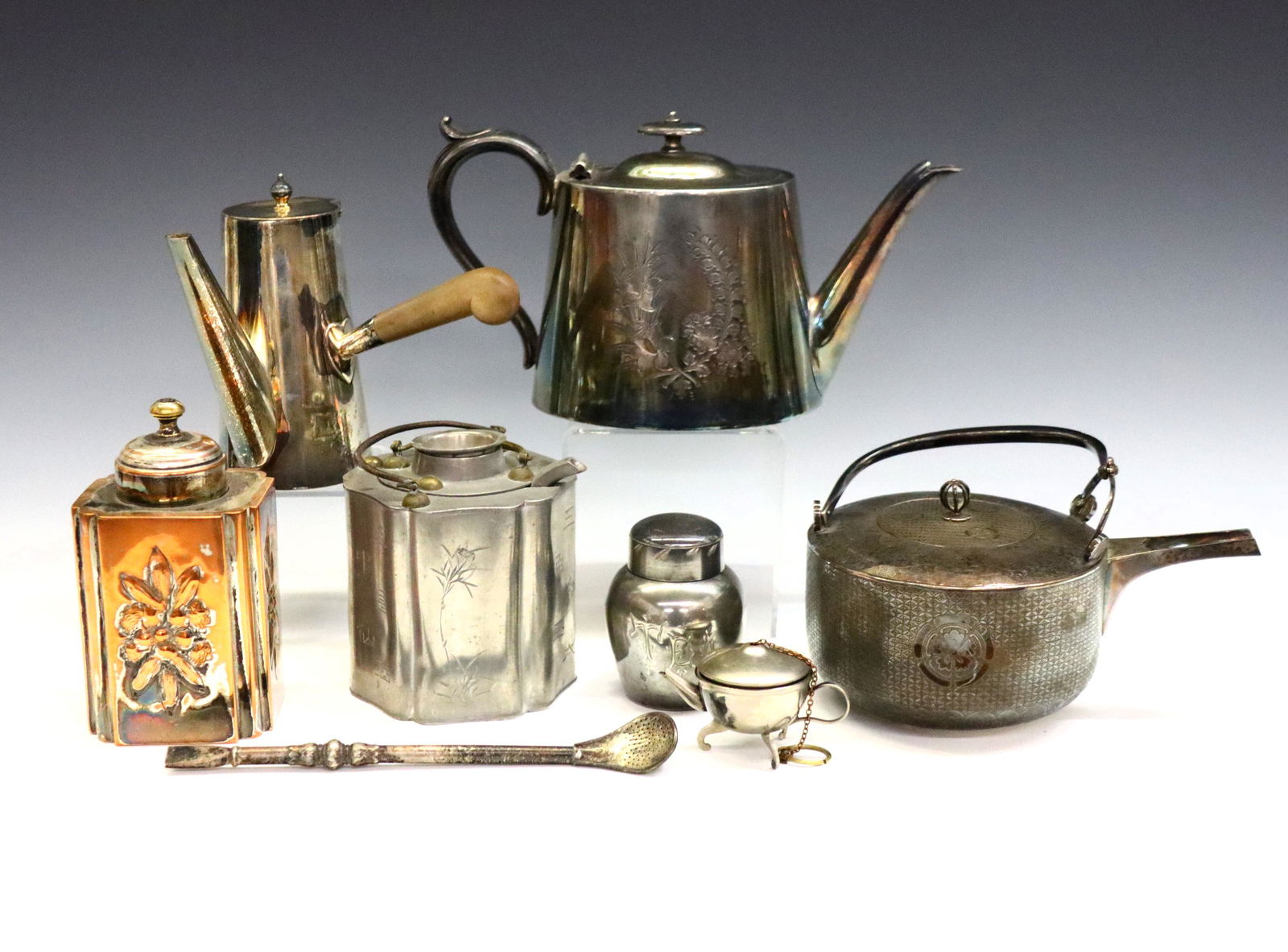 8 Silverplate & Pewter Tea Accessories (1 of 1)