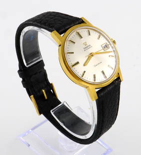 Omega Automatic Wristwatch: A 1970's vintage Omega gentleman's wristwatch. 24 j, calibre 565, Automatic wind movement with a Silver dial, Baton markers, date aperture and sweep seconds, marked "Omega, Automatic, Geneve" with