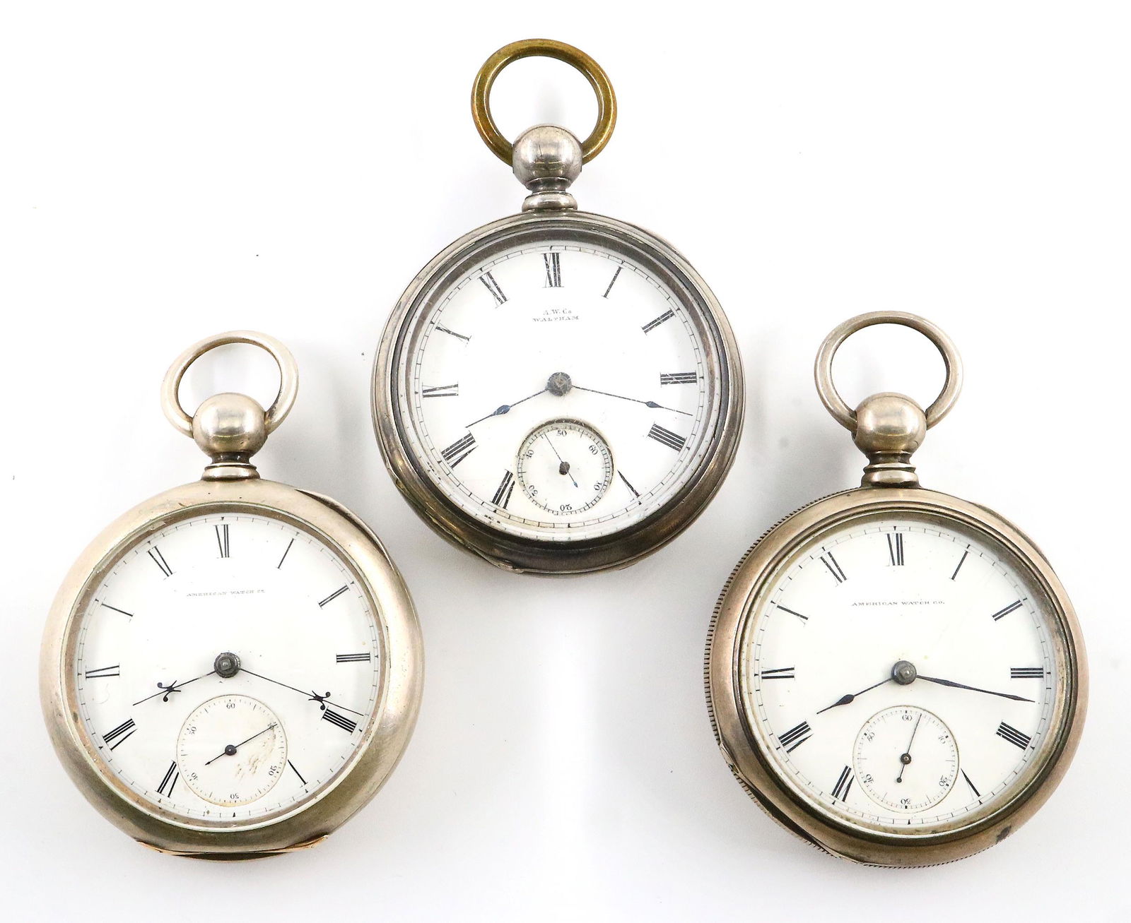 3 AWW Co. Sterling Pocket Watches (1 of 3)
