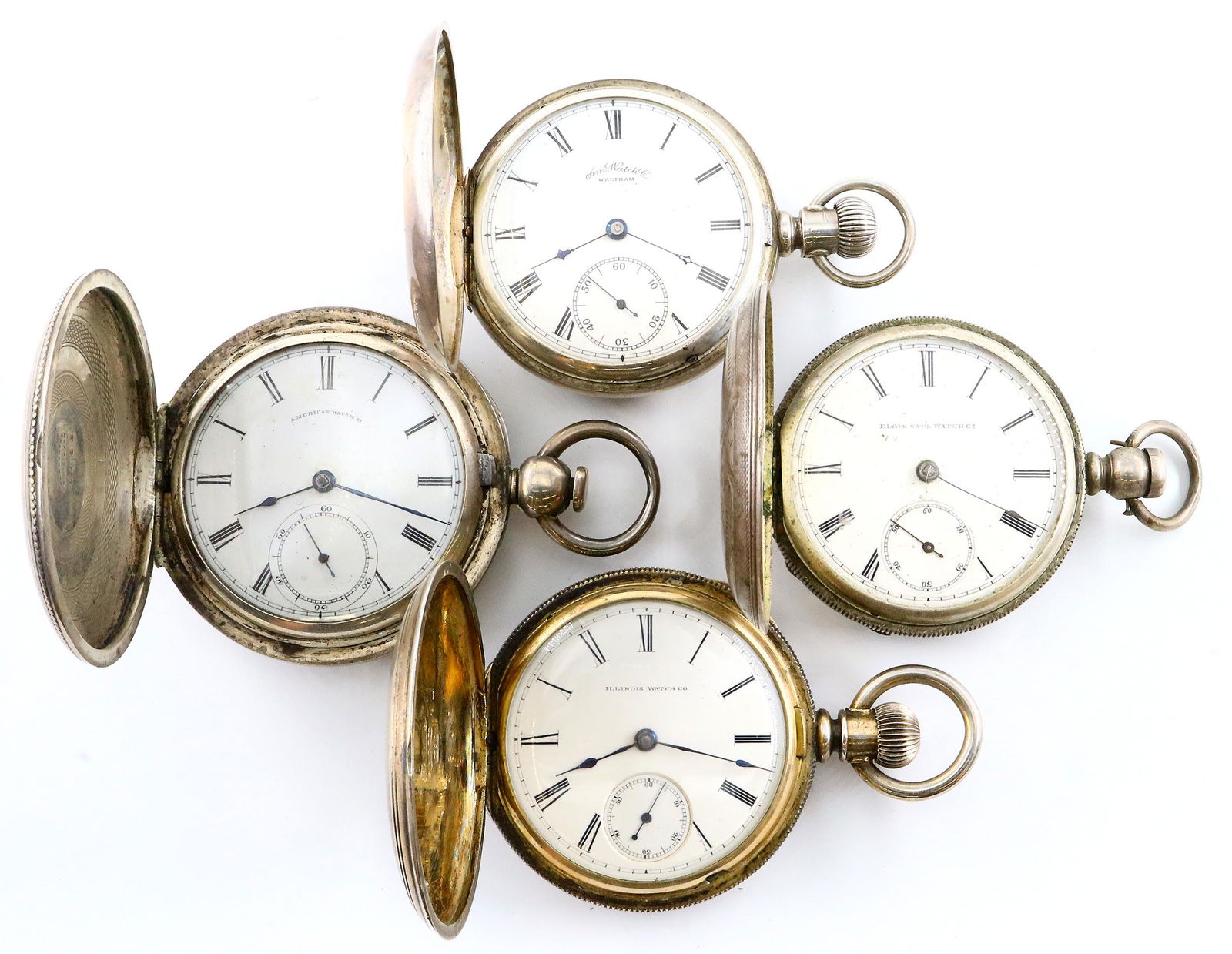 4 Coin Silver Pocket Watches (1 of 3)