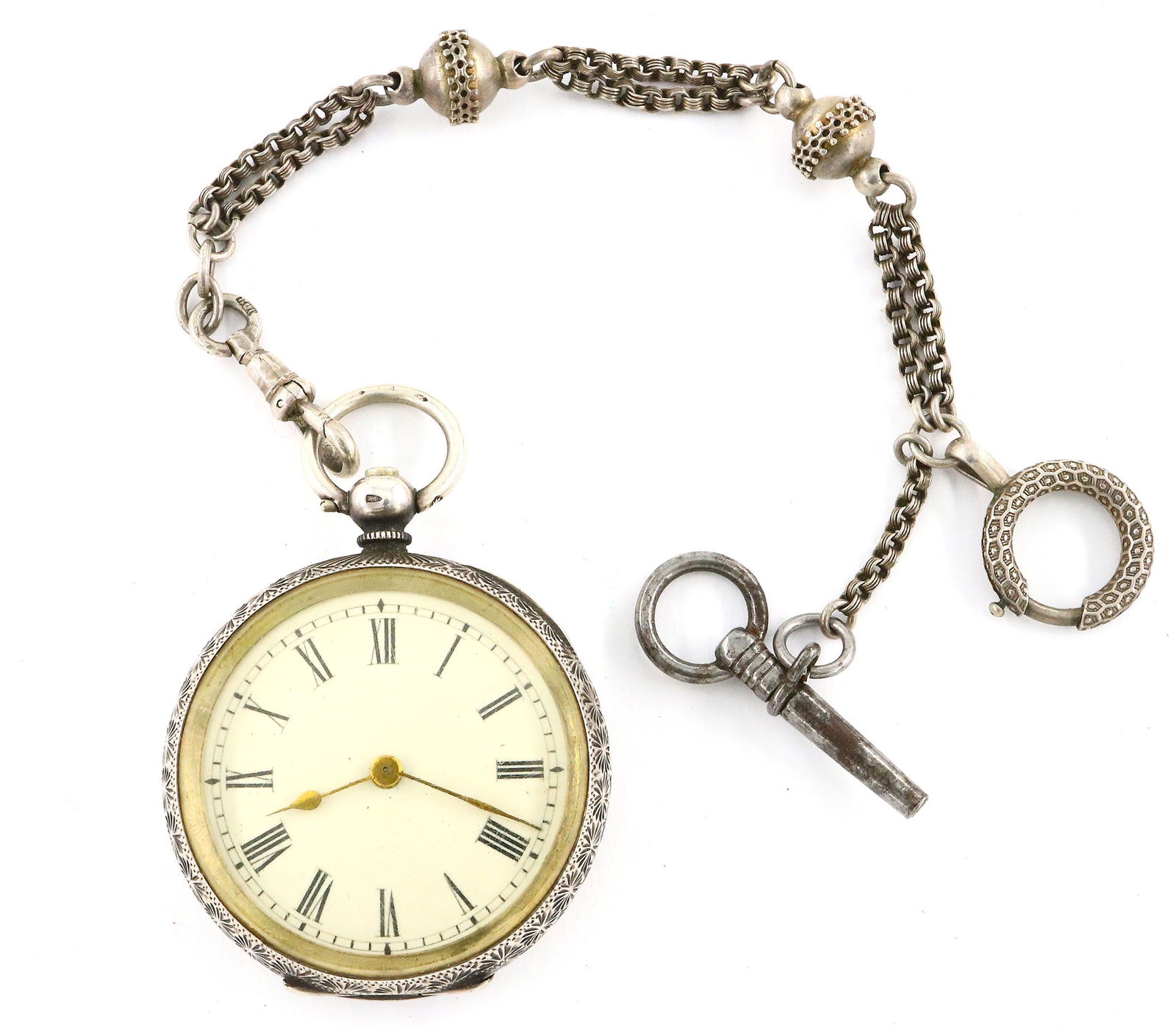 Swiss Silver Pocket Watch With Chain (1 of 7)