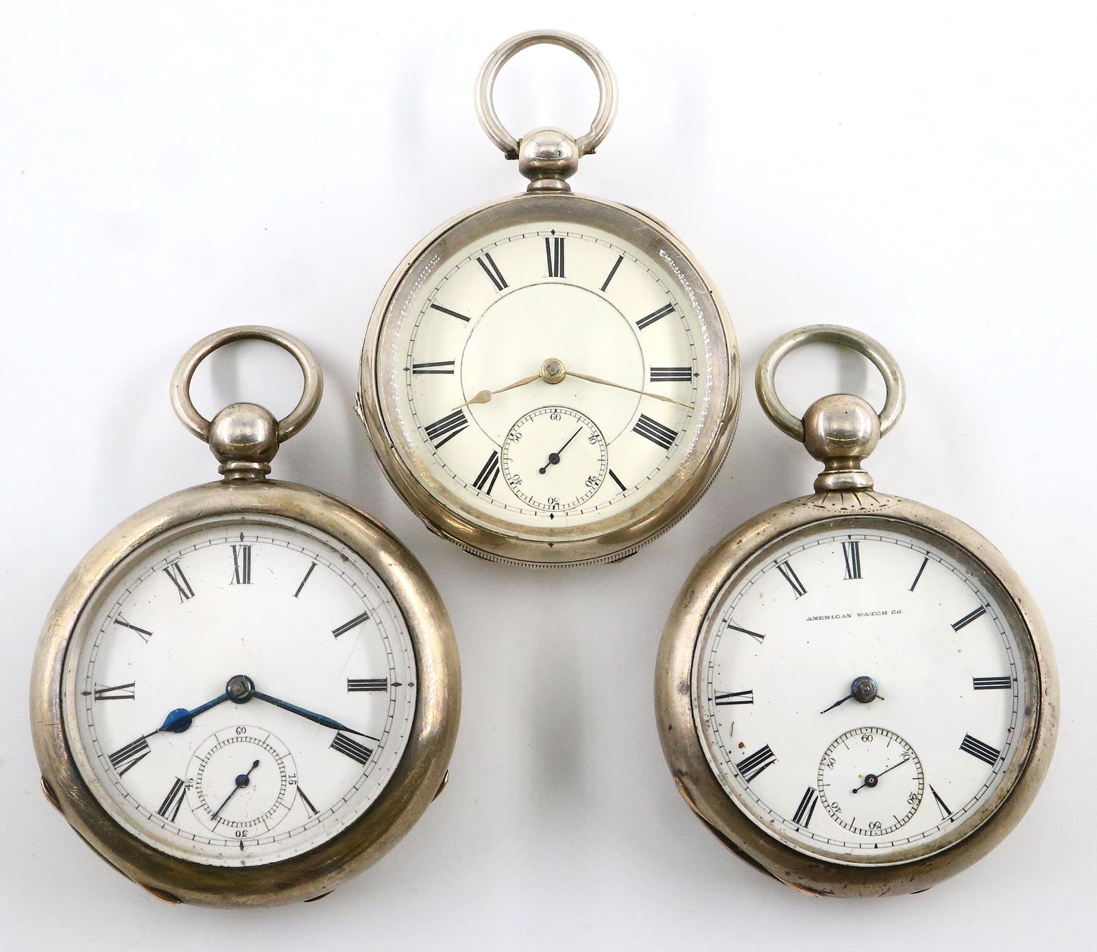 3 AWW Co. Sterling Pocket Watches (1 of 3)