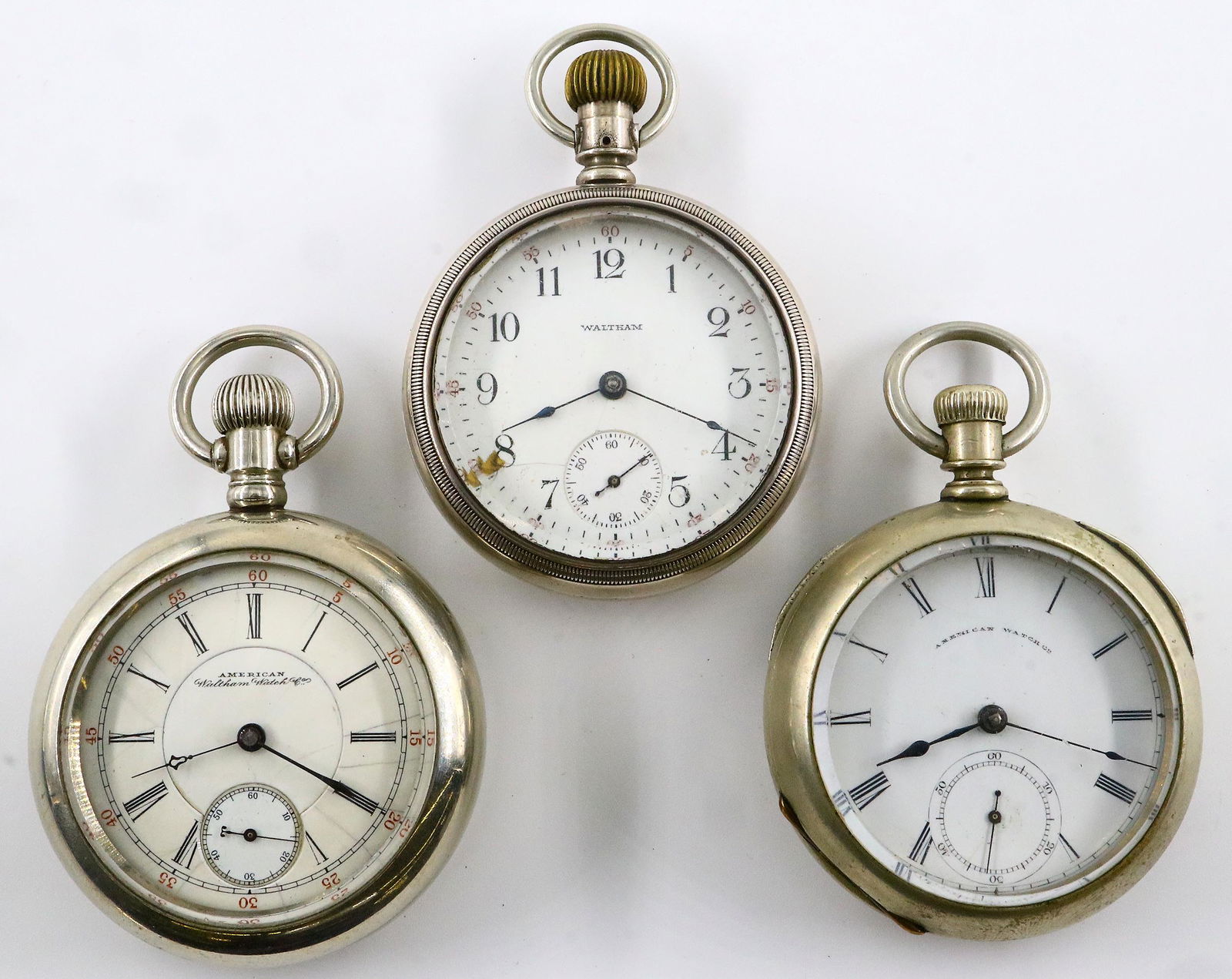 3 AWW Co. Locomotive Case Pocket Watches (1 of 3)
