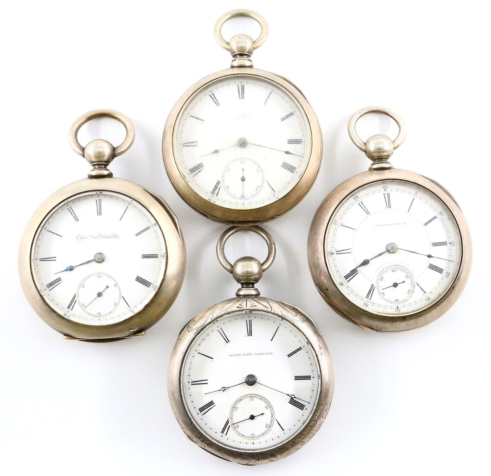 4 Coin Silver Pocket Watches (1 of 3)