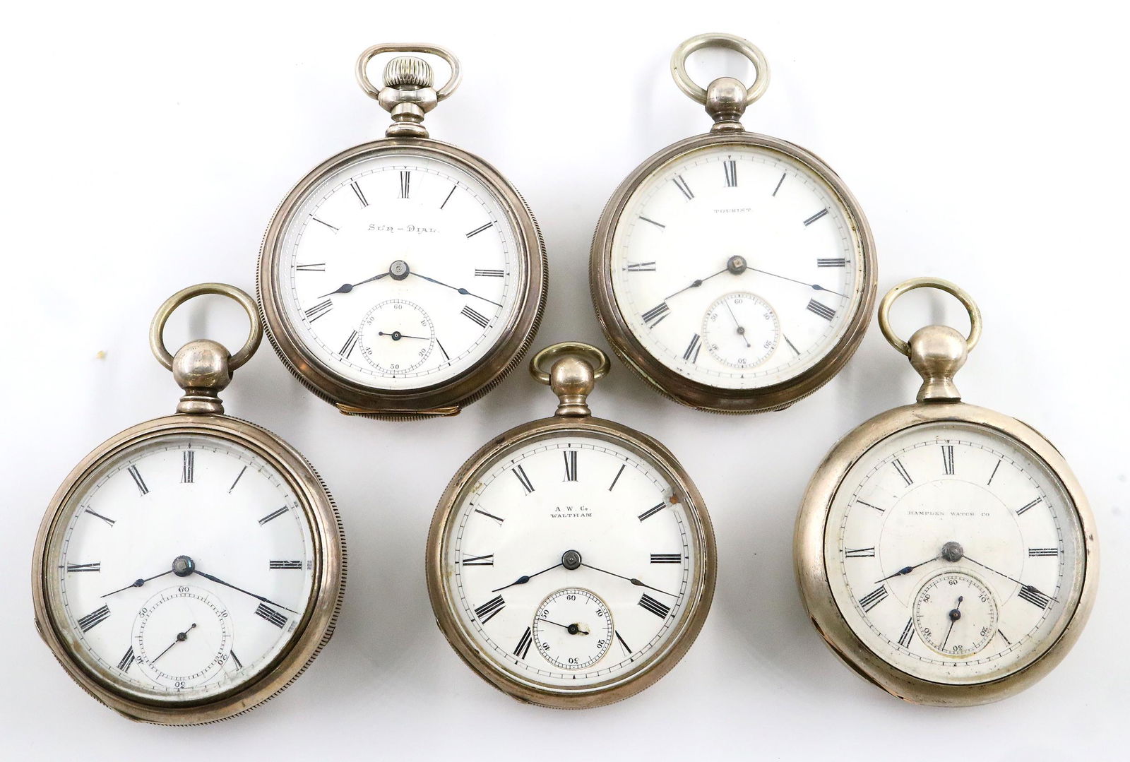 5 Sterling Pocket Watches (1 of 3)