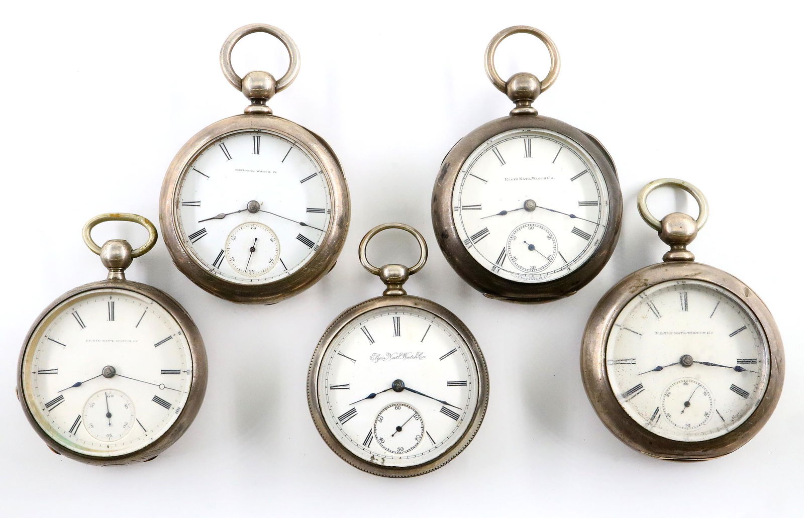 5 Elgin Coin Silver Pocket Watches (1 of 3)