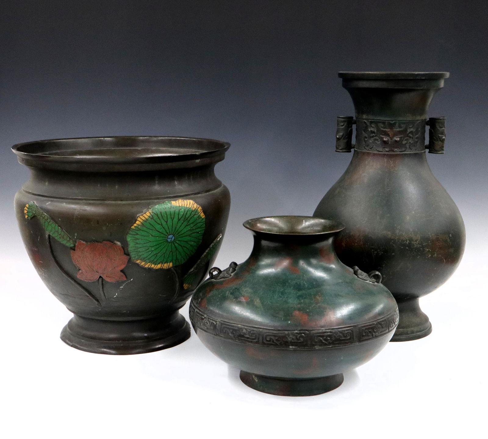 Chinese Bronze Jardiniere & Vases (1 of 8)